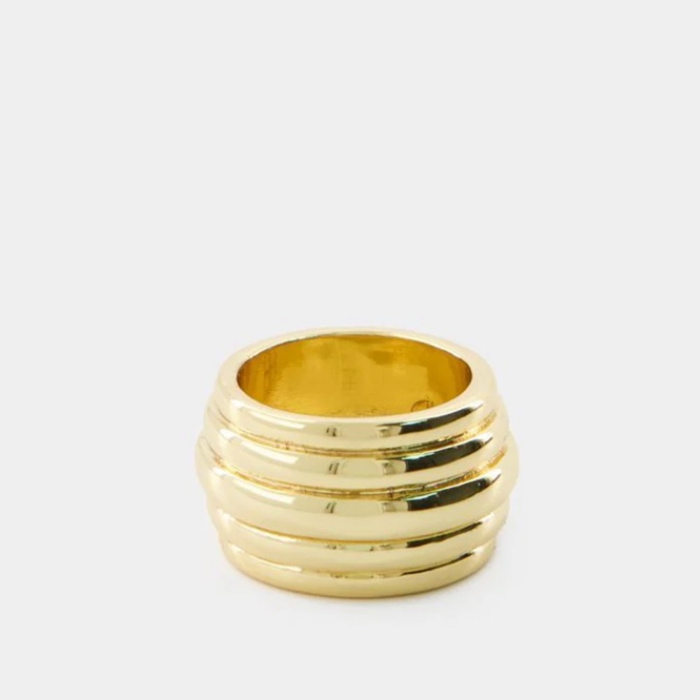 Anine Bing Chunky Ribbed Gold Ring Sz 5